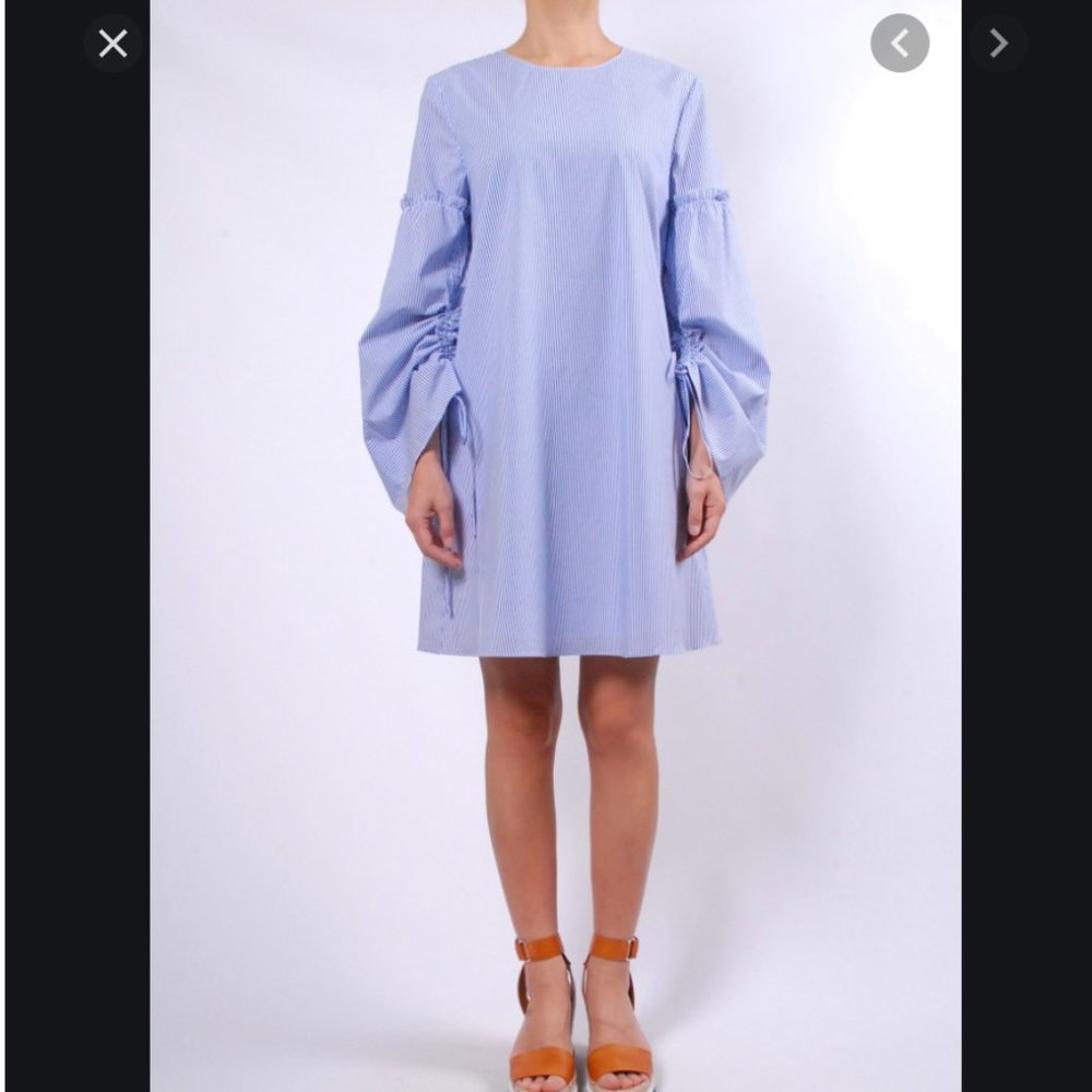 TIBI - Elliot round-neck striped cotton dress-sz10